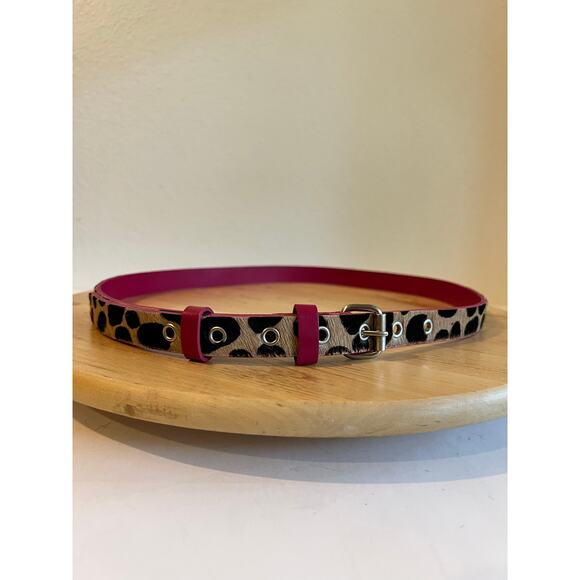 Boden Anthropologie Calf Hair Animal Print Pink Genuine Leather Belt Size Large main image 5